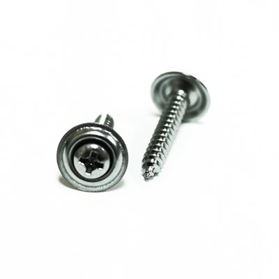 Phillips Oval Head Sems Tapping Screws w/ Countersunk Washer #8 x 1" Chrome